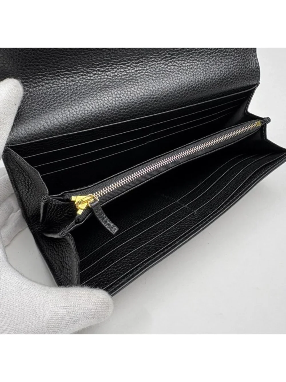 Gucci Double Bicolor Continental Wallet GG Pattern Beige Black - Picture 3 of 6